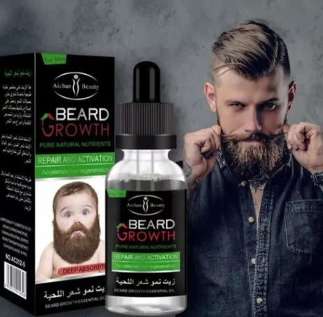 "Sérum Crecimiento de Barba | Aceite Natural para Barba Densa"